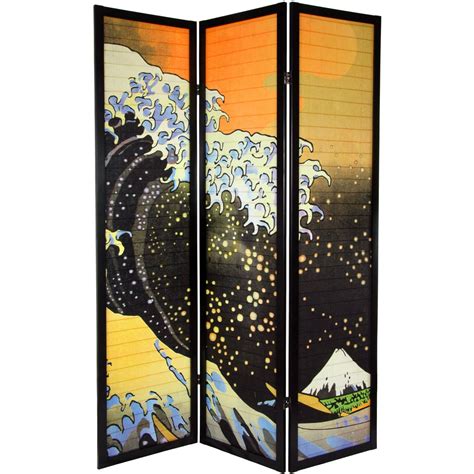 Oriental Furniture 6 Ft Tall Japanese Wave Shoji Screen 3 Panels