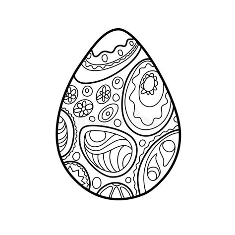 easter egg coloring card template ornament egg outlined vector illustration on white background