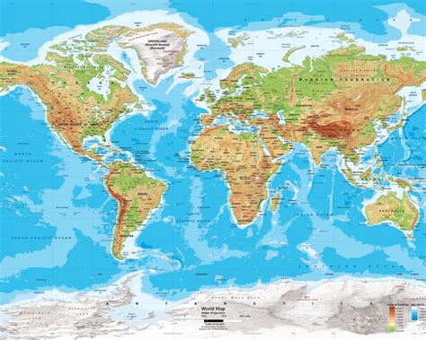 Free Download Physical World Map Wall Mural Miller Projection Up To 166