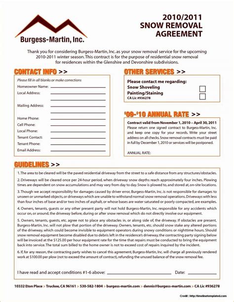 Residential Snow Removal Contract Template For Your Needs