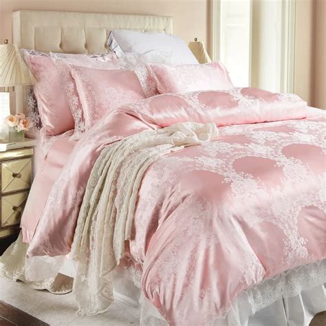 Luxury Lace Princess Satin Jacquard Cotton Bedding Set Silk Quiltduvet Cover Bedspread Bed