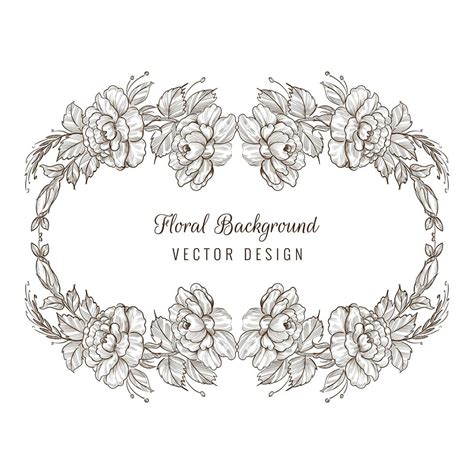 Elegant Decorative Sketch Floral Oval Wreath 1270659 Vector Art At Vecteezy