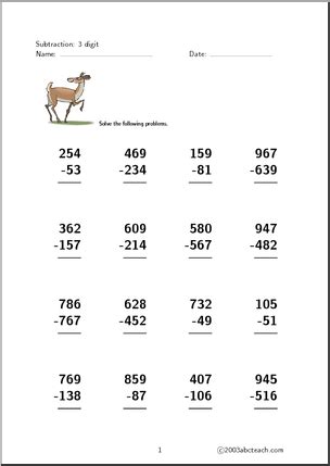 It contains five versions of 3 digit subtraction without regrouping worksheets. 9 Best Images of Math Worksheets Subtraction With Borrowing - 2-Digit Subtraction No Regrouping ...