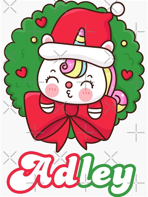 A For Adley Christmas Unicorn Cute Sticker For Sale By Anaen