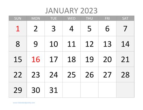 Large Printable Calendar 2023