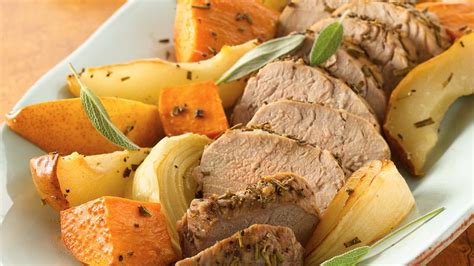 Roast until starting to turn golden, about 40 minutes. Roasted Pork Tenderloins with Sweet Potatoes and Pears ...