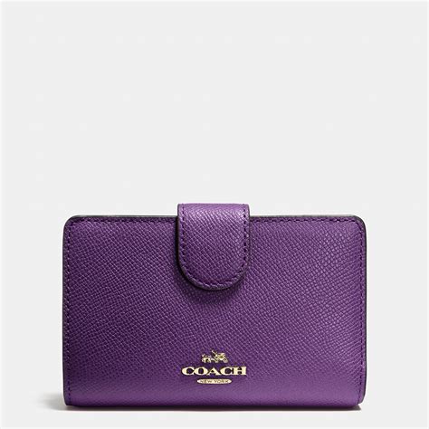 Lyst Coach Medium Zip Around Wallet In Crossgrain Leather In Purple