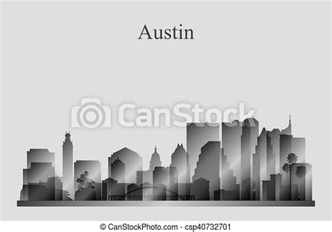 Austin City Skyline Silhouette In Grayscale Vector Illustration Canstock