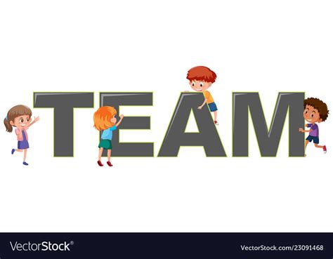 Children With Team Logo Royalty Free Vector Image