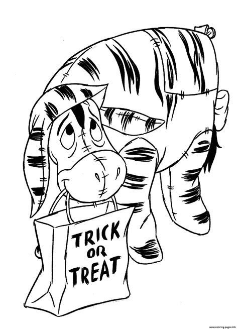 winnie  pooh halloween trick  treat coloring pages printable