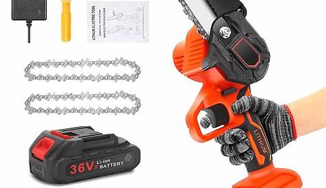 Mini Chainsaw Battery Powered with Security Lock, 4-Inch 36v Mini Electric Chain Saw Cordless