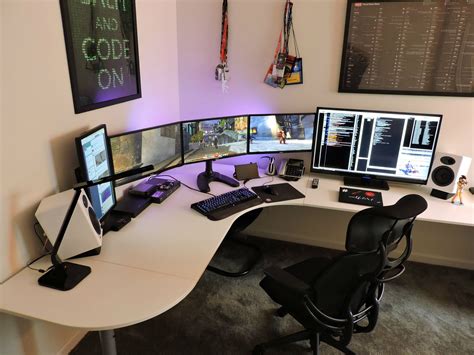 Costume Gaming And Work Desk Setup With Wall Mounted Monitor Blog Name