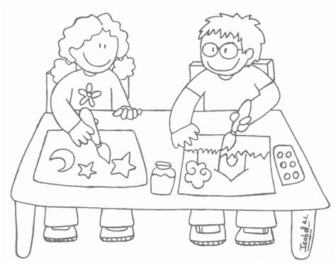 Coloreemos Niños estudiando | Colorear imágenes