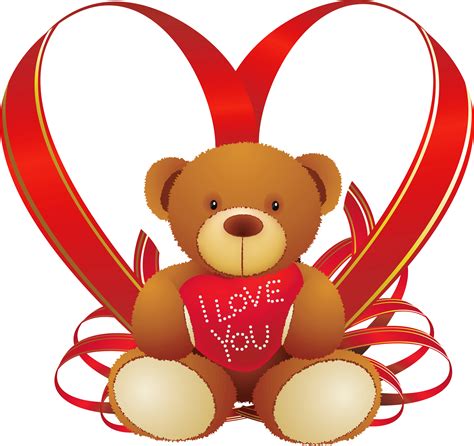 Red Heart With Teddy Bear Png Clipart Panda Free Clipart Images