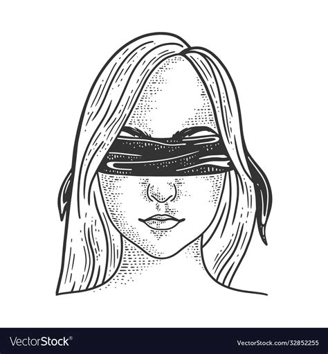 Blindfolded Girl Sketch Royalty Free Vector Image