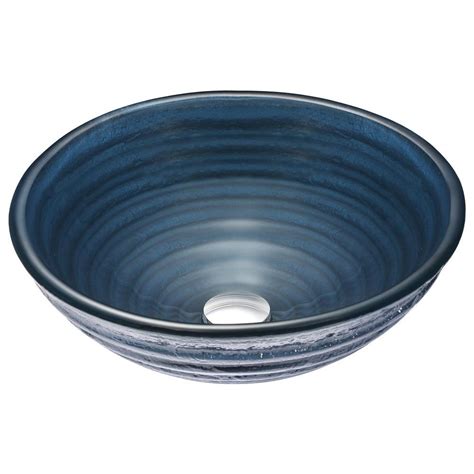 Anzzi Tempo Series Deco Glass Vessel Sink In Coiled Blue Ls Az042 The