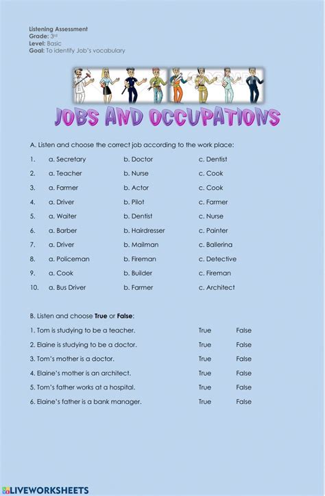 Jobs And Occupations Interactive Worksheet For Basic You Can Do The