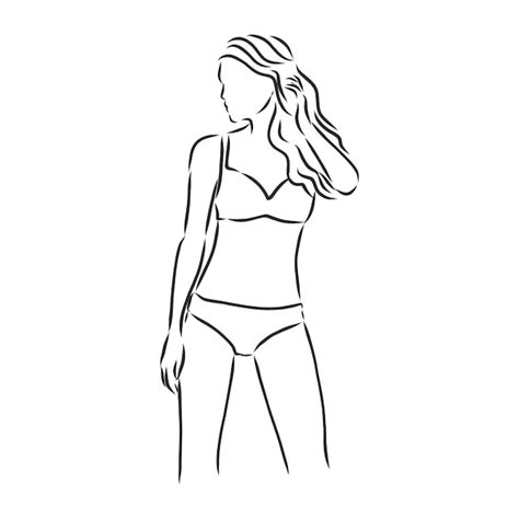 Premium Vector Beautiful Woman Bodies In Bikini Vector Illustration Swimsuit Vector Sketch