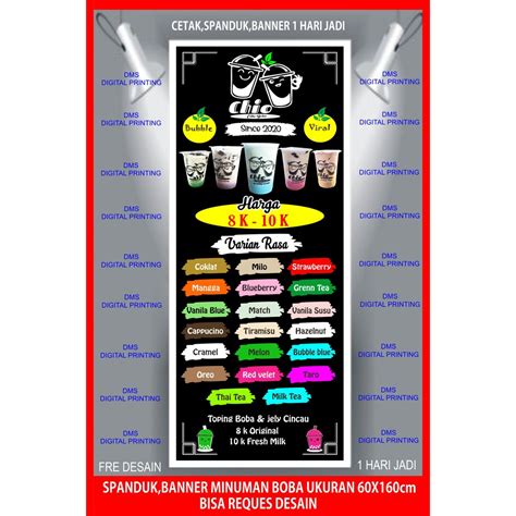 Jual Spanduk Banner Backdrop Minuman Boba Uk X Cm Shopee Indonesia