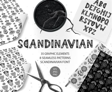 Scandinavian Digital Paper Clipart Scandinavian Decor Etsy