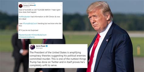 jeffrey epstein trump retweets conspiracy theory connecting bill clinton to the death of