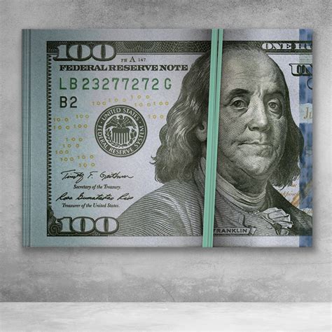 Ben Franklin 100 Dollar Bill Stack Money Clip Modern Wall Art Modern
