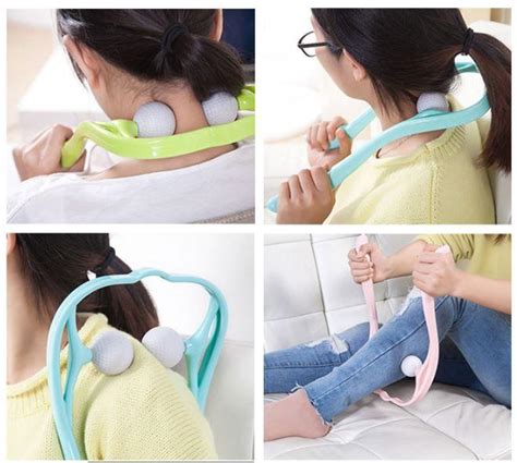 Neck Massager Therapy Neck And Shoulder Dual Trigger Point Roller Self Massage Tool Relieve Hand