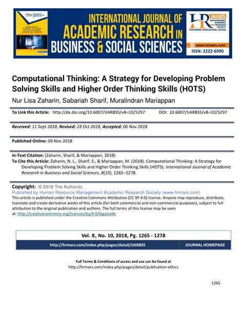 A case study in malaysia. (PDF) Computational Thinking: A Strategy for Developing ...
