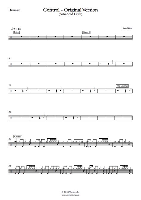 } free control piano sheet music is provided for you. Partition Batterie Control - Version originale (niveau ...