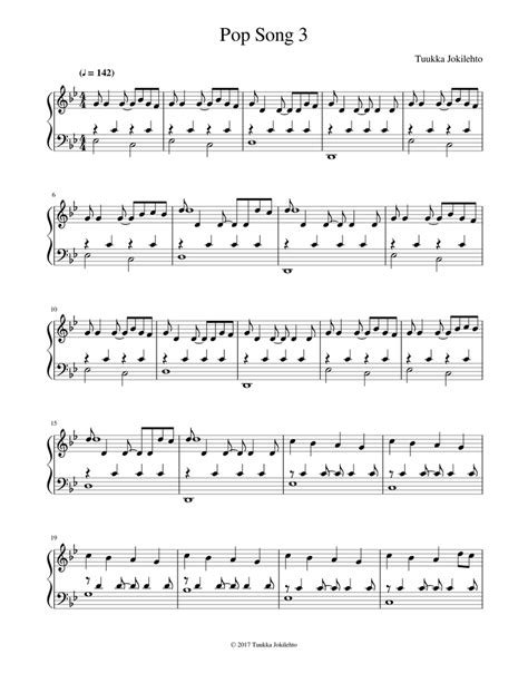 Pop Song 3 Sheet Music For Piano Solo