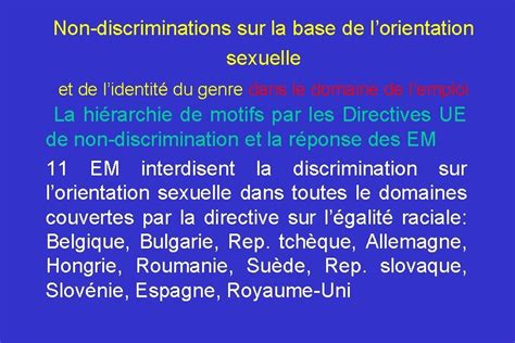Discriminations Sur La Base De Lorientation Sexuelle Et