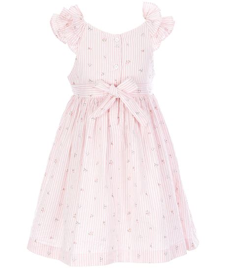 Laura Ashley Little Girls 2t 6x Ruffle Sleeve Floral Seersucker Fit And