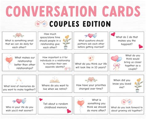 100 Conversation Starters Cards For Couples Couples Question Cards
