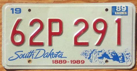 1989 South Dakota Vg Ex Automobile License Plate Store Collectible