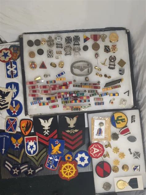 Lot Of Wwii Military Collectibles Medals Patches Pins Ribbon Bars