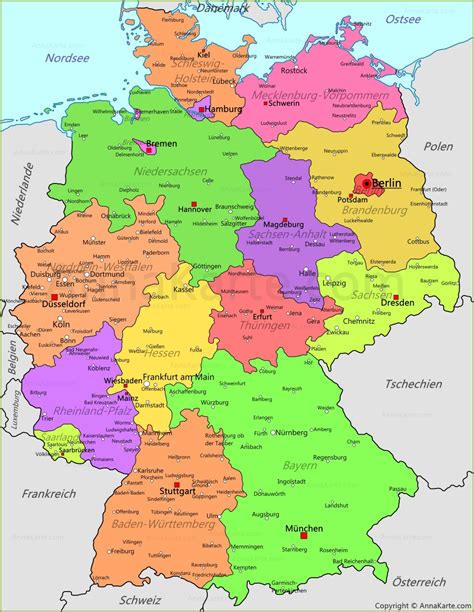 Deutschland Karte Deutschland Politische Landkarte