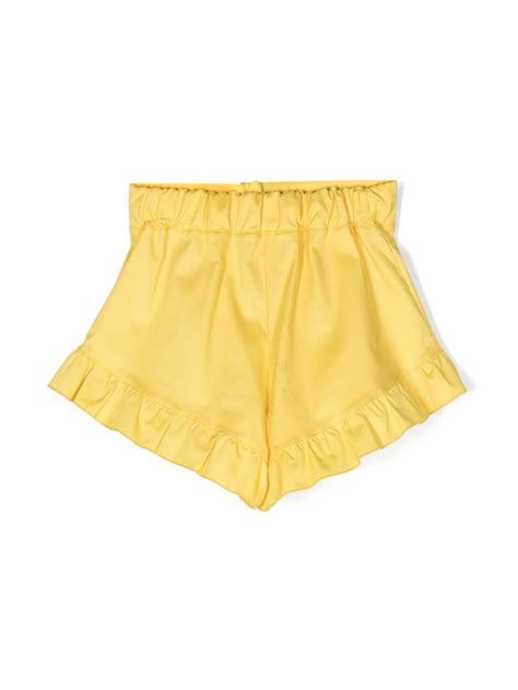 Piccola Ludo Kids Ruffle Detailing Mini Shorts In Yellow Modesens
