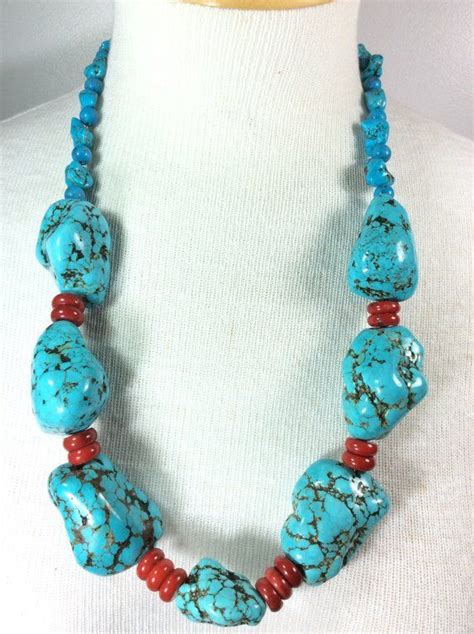 Made To Order Big Chunky Turquoise Necklace Made Of Mm Mm And
