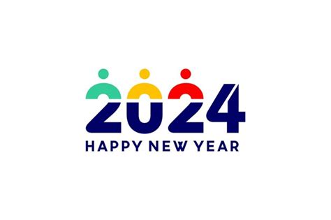 Typografische Neujahrsnummer 2024 Auf Weißem Hintergrund Premium Vektor