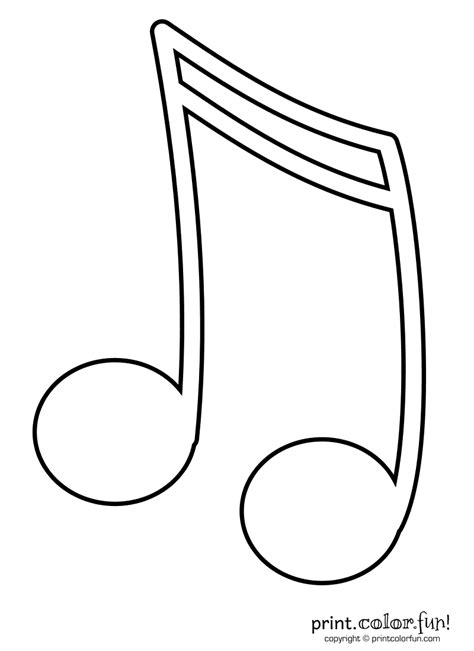Sixteenth Musical Note Coloring Page Print Color Fun