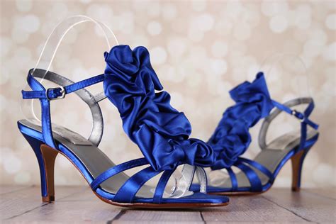 Royal Blue Wedding Shoes Strappy Sandal Bridal Shoes With Handmade
