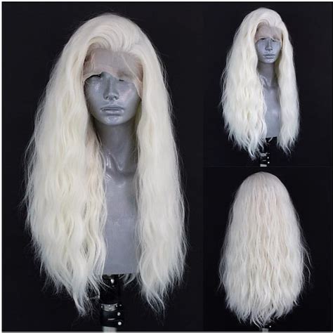 Natural Wavy Platinum Blonde Synthetic Lace Front Wig 13x25 Lace Front