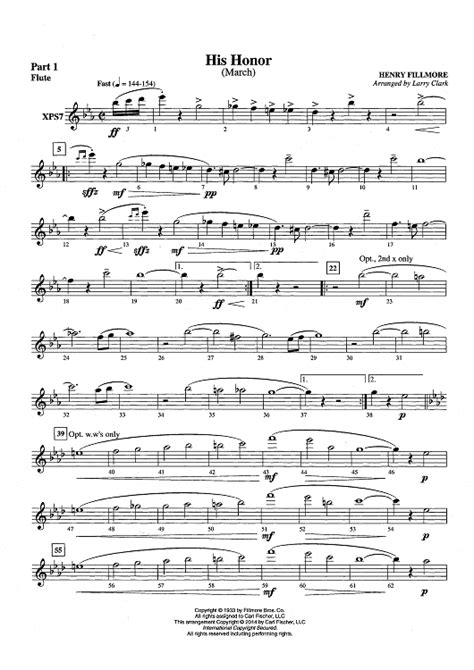 His Honor March Part 1 Flute Sheet Music For Concert Band Sheet