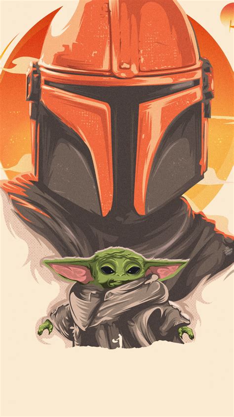 1080x1920 Mandalorian And Baby Yoda Art 4k Iphone 7 6s 6 Plus And Pixel Xl One Plus 3 3t 5