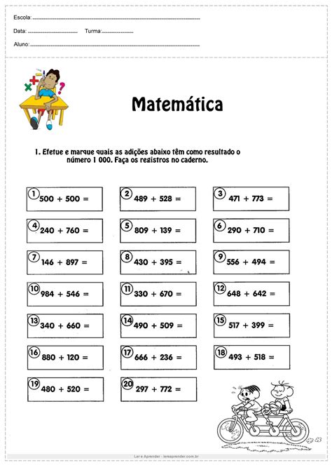 Atividades De Matematica 4 Ano Subtração