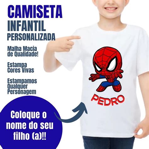 Camiseta Infantil Homem Aranha Personalizada Com Nome No Elo7