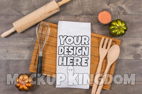 Download Kitchen Towel Mockup, Flour Sack Towel Mockup, Blank Towel (153957) | Mockups | Design Bundles
