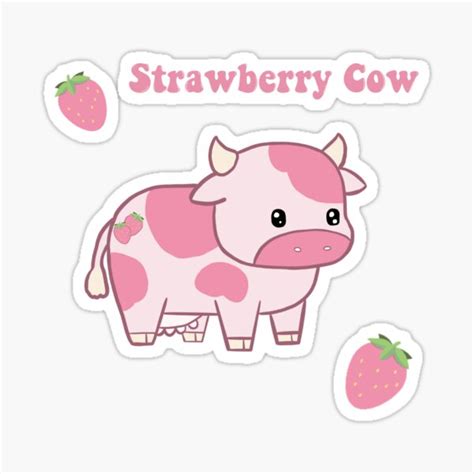 Strawberry Cow Stickers | Redbubble