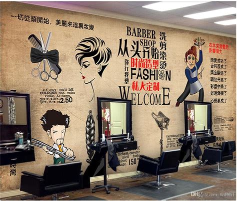 3d Wallpaper Custom Photo Retro Fashion Hairstyle Beauty Salon Barber