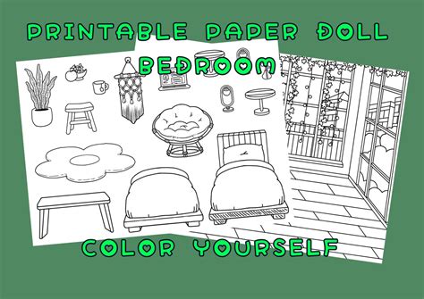 Printable Uncolored Paper Doll Bedroom Toca Boca Flower Etsy Israel